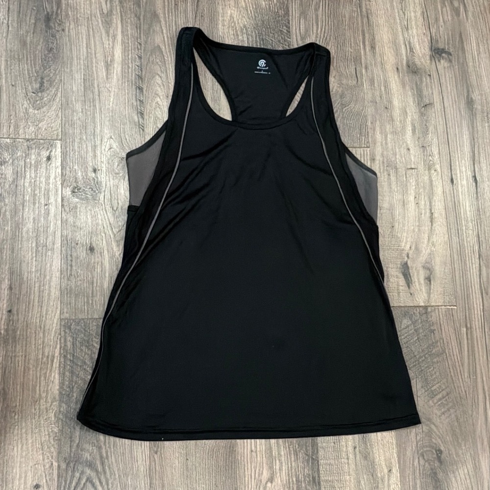 C9 Champion Womens Racerback Tank Top Black Grey Mesh Back Activewear Size L